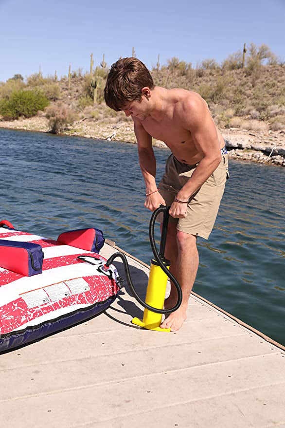 Cockatoo Camping 38cm Double Action Hand Air Pump For Mattress/Inflatable Yellow — image 3