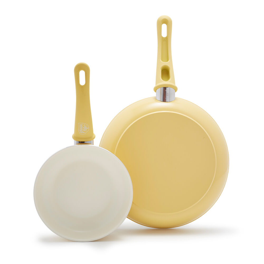 Greenlife 7/10in Aluminium Soft Grip Frypan Set Cookware Light Yellow (2 Pieces)