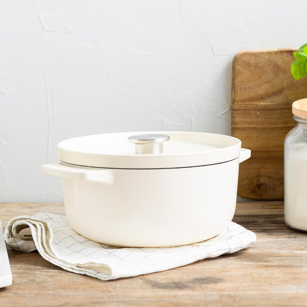 Kitchenaid Cast Iron Durable Casserole Pot Home Cooking 22cm/3.3L Almond Cream — image 2