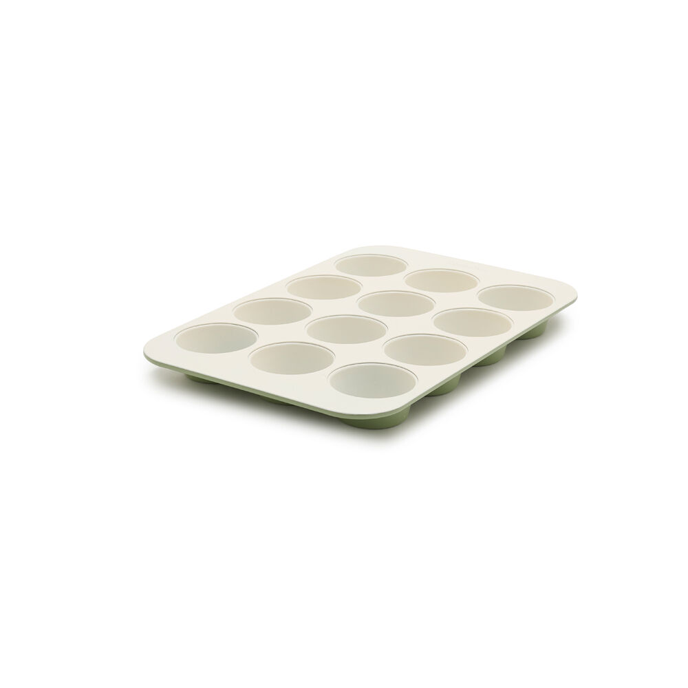 GreenPan Reserve 12 Cup Muffin Pan Non-Stick Ceramic Baking Tray — Sage Green