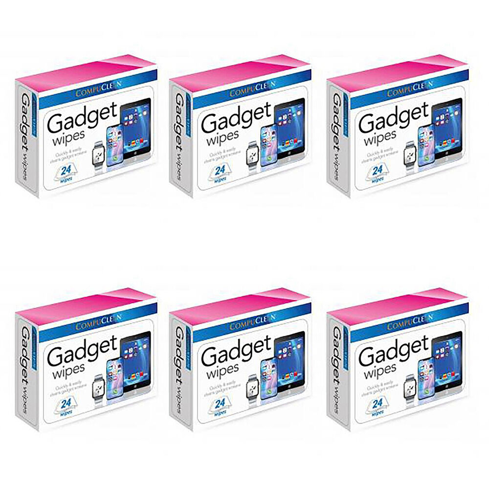 Compuclean 24pc CompuClean Gadget Electronic Device Screen Cleaning Wipes w/ Clip Strip (6 Pack)