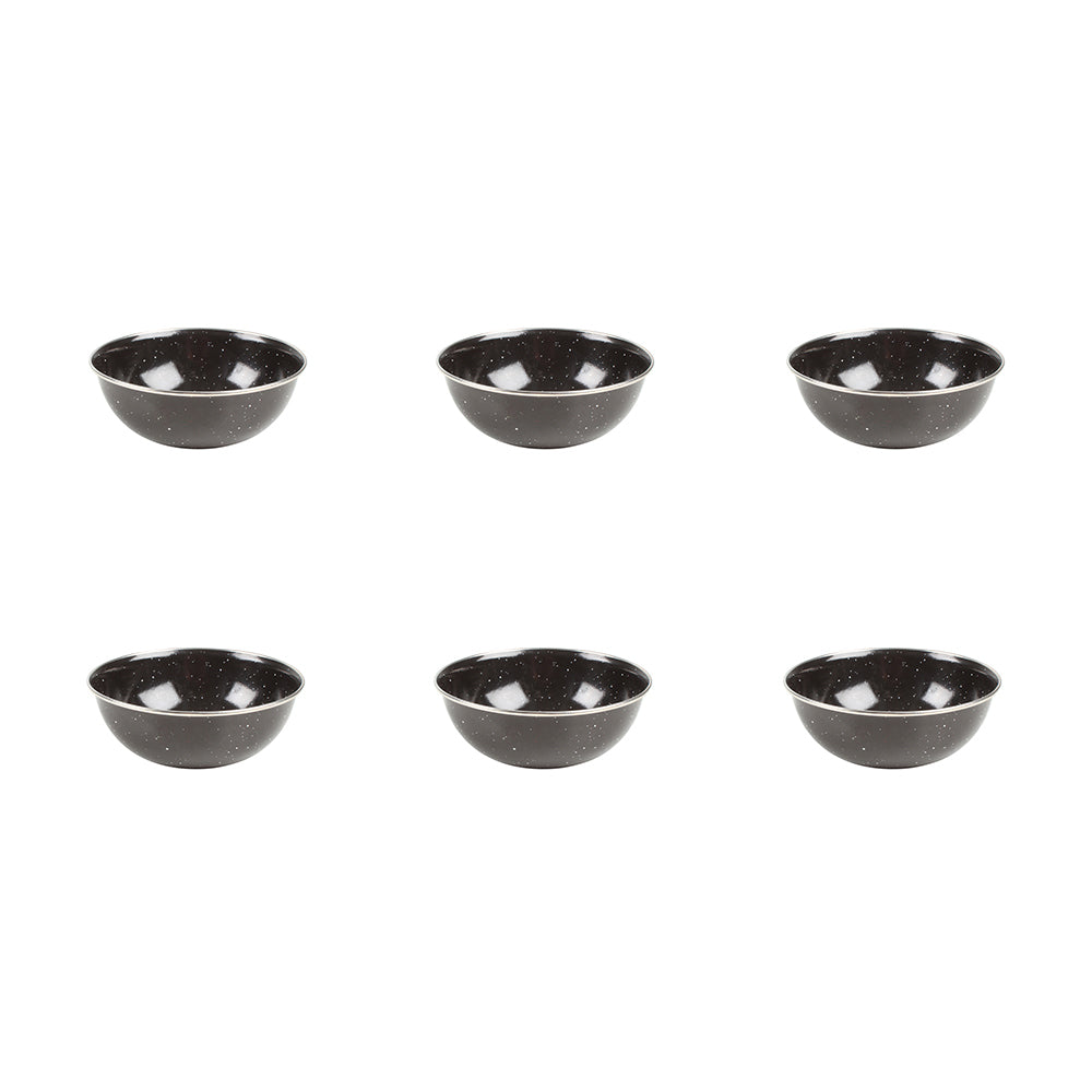 Cockatoo Enamel Bowl Black Speckle Glassware Outdoor Camping/Hikinh 15x5cm (6 Pack)