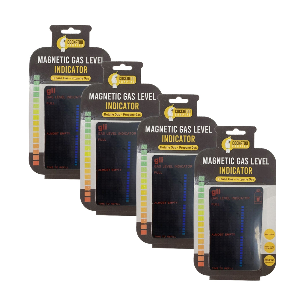 Cockatoo Magnetic Barbecue Gas Bottle Level Indicator Camping Equipment (4 Pack)