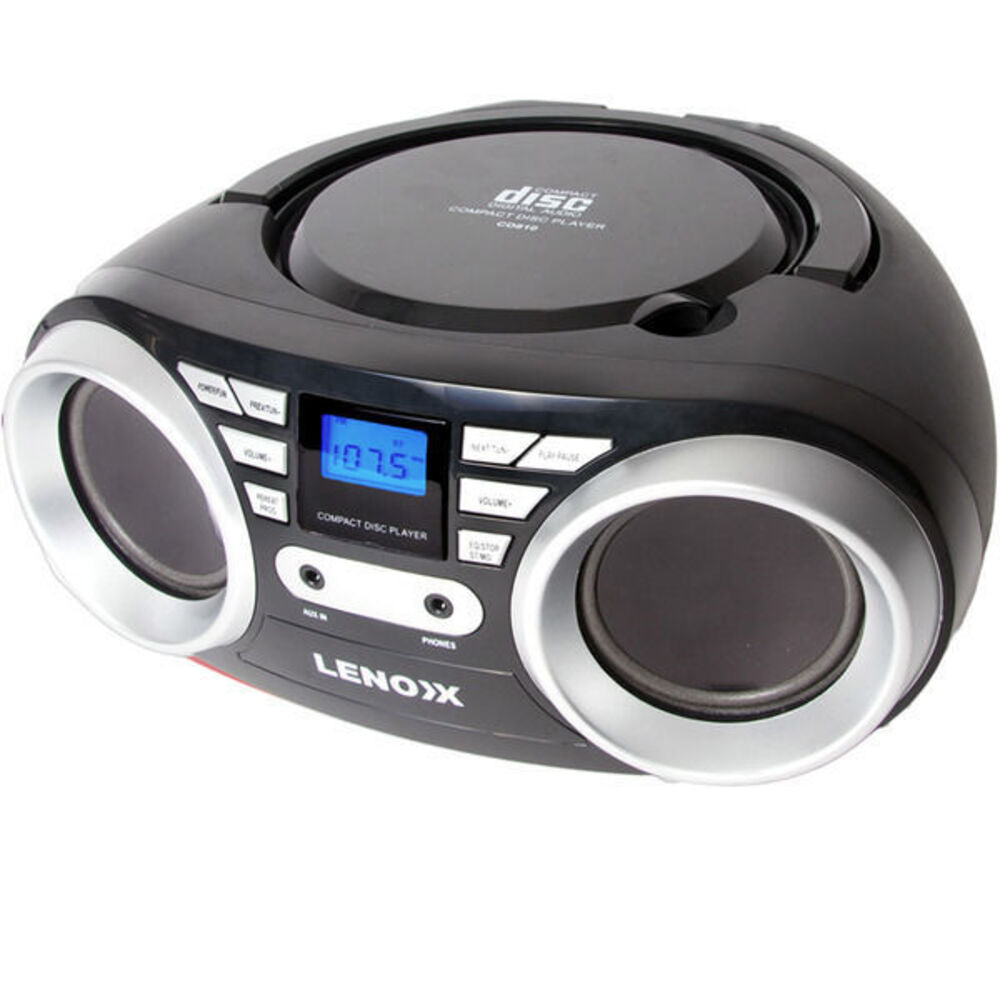Lenoxx Black Portable Boombox CD Cd-r/cd-rw Player Speaker/FM radio/Aux in 3.5mm