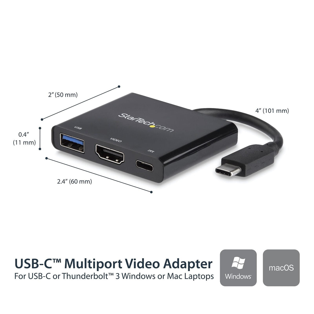 Star Tech USB-C to 4K HDMI Adapter w/ USB 3.0 60W Power Delivery Dock for Laptop — image 2