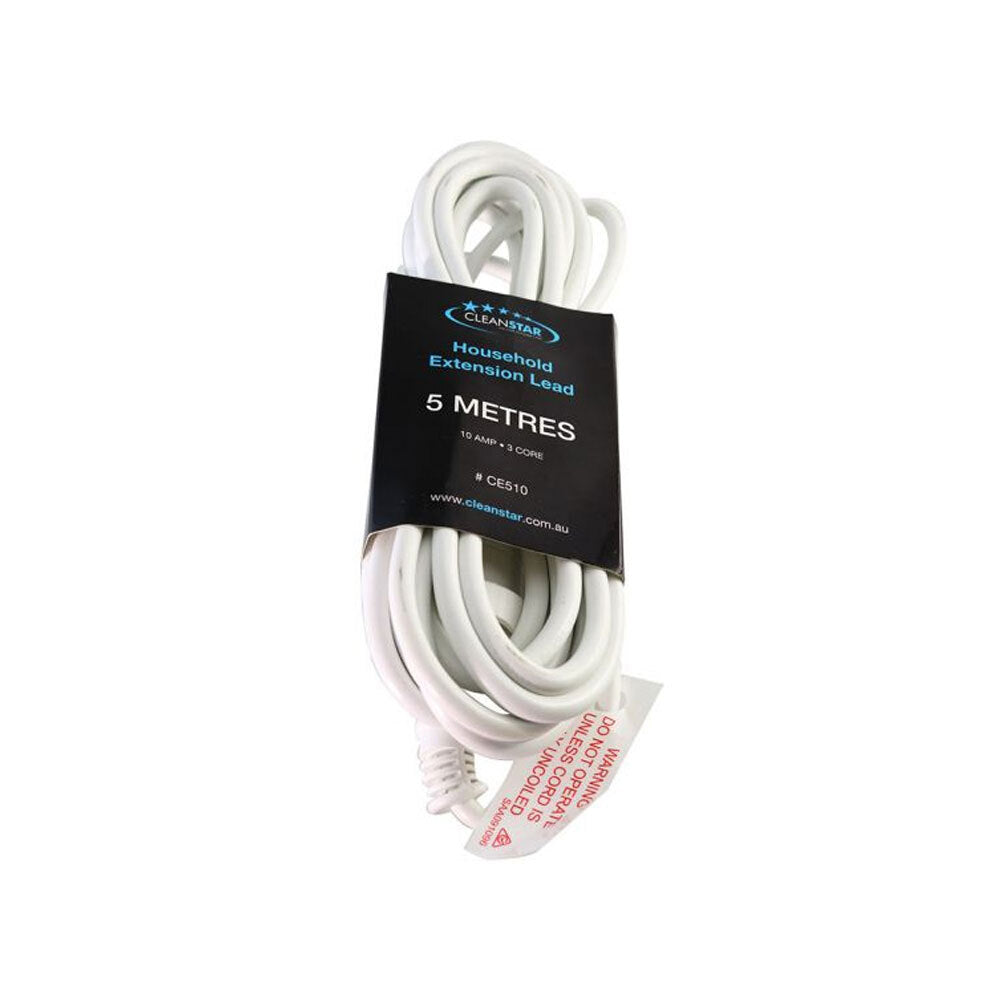 Cleanstar 5m Household/Home Portable Indoor Extension Lead Plug & Play White