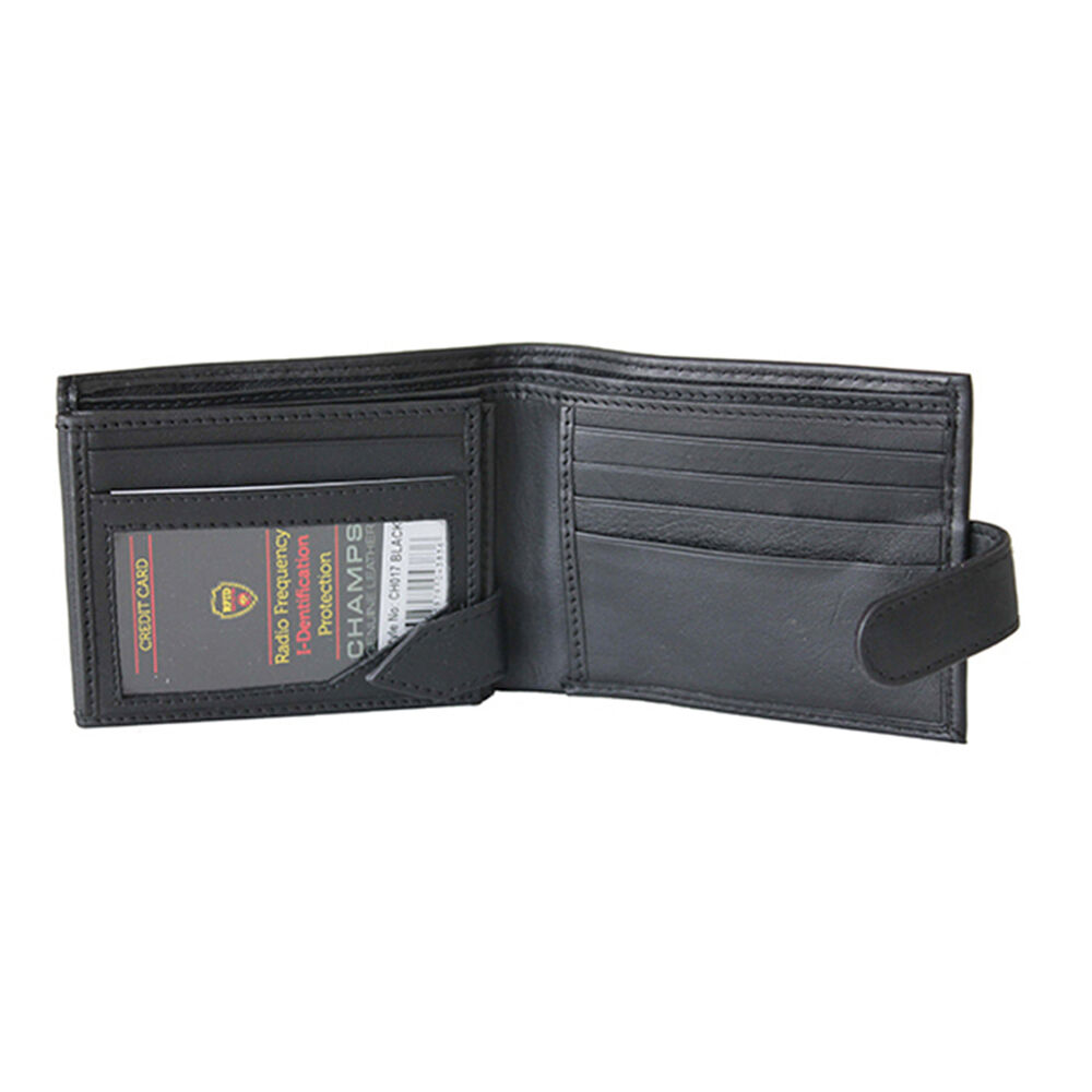 Champs Leather Mens 12cm Cash/RFID Wallet Holder - Black