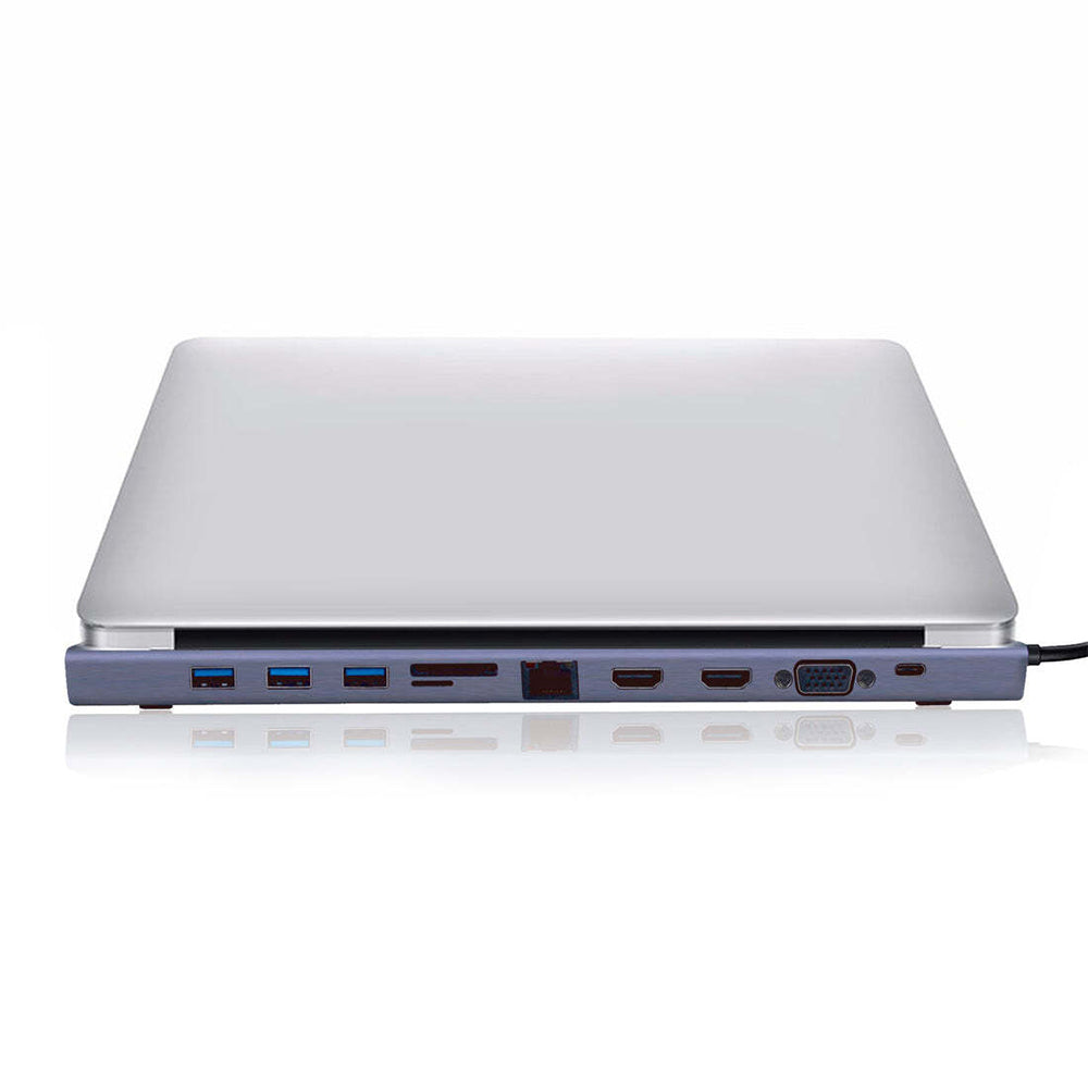 Cruxtec 11-in-1 Aluminum USB-C Multifunction Docking Station w/ 100W PD Grey — image 3
