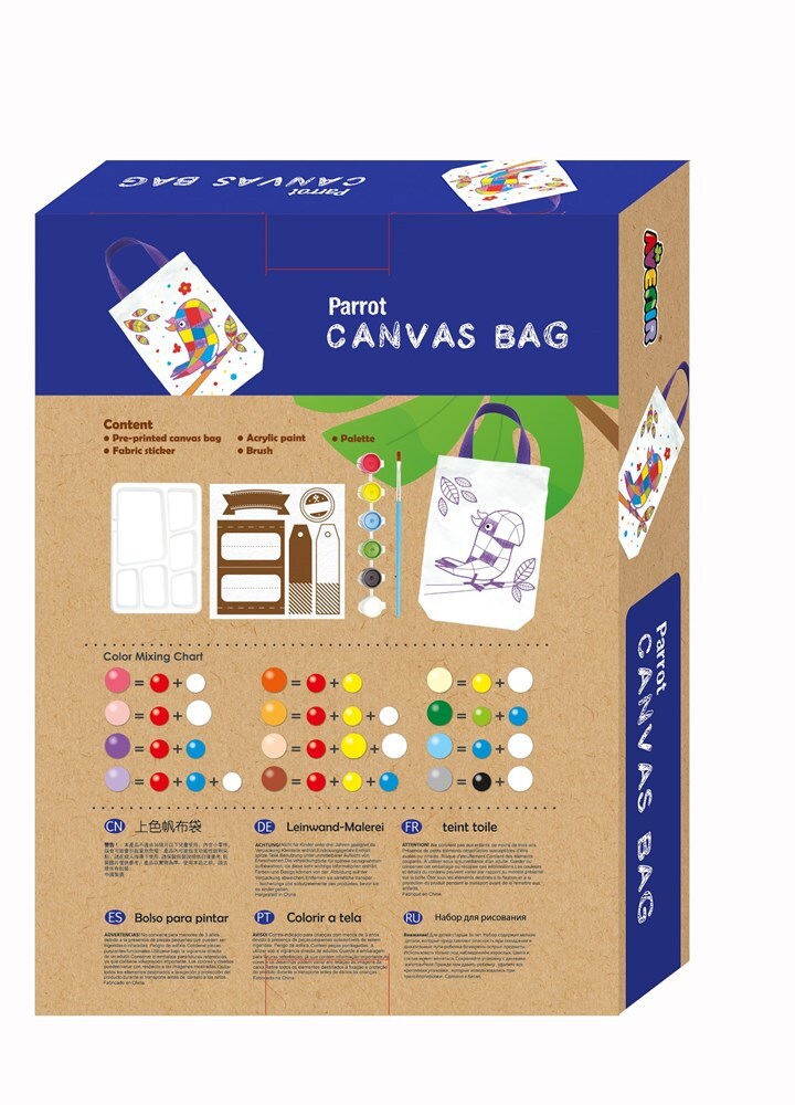 Avenir Canvas Bag Parrot Art/Craft Paint Brush Kids/Children Fun Colouring 5y+ — image 2
