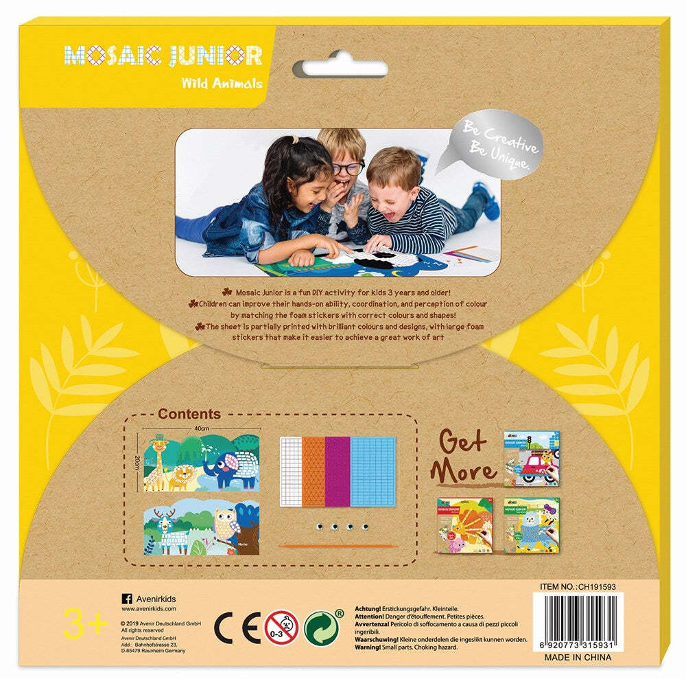Avenir Mosaic Junior Wild Animals Activity Kids/Children Foam Sticker Toy 3y+ — image 2