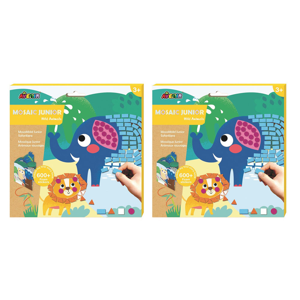 Avenir Mosaic Junior Wild Animals Activity Kids/Children Foam Sticker Toy 3y+ (2 Pack)