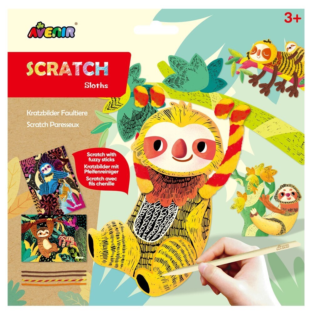 Avenir Scratch Sloths Animal Scratch Art Kids/Children Fun Craft Activity 3y+ (3 Pack) — image 2