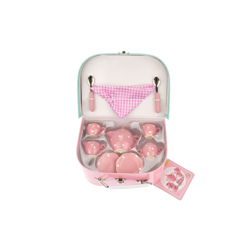 Kaper Kidz 13pc Polka Dot Porcelain Tea Set Kids Toy Pretend Play — image 3