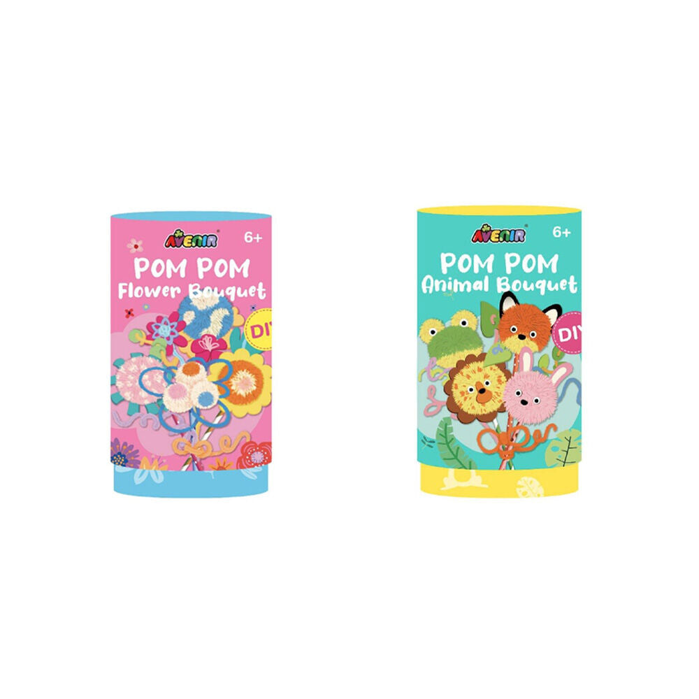 Avenir Pom Pom Animals and Flowers Bouquet Art & Craft Toy Kids Set 6y+ (2 Pieces)