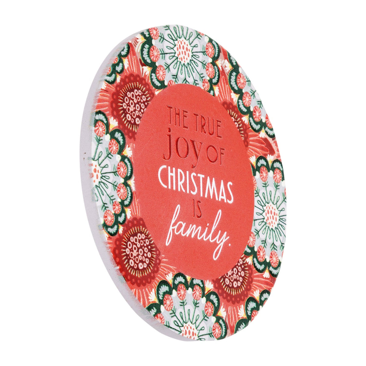 Splosh Christmas Family Ceramic/Cork Coaster Drink Mat/Pad Round 10.5cm Red/GRN — image 2
