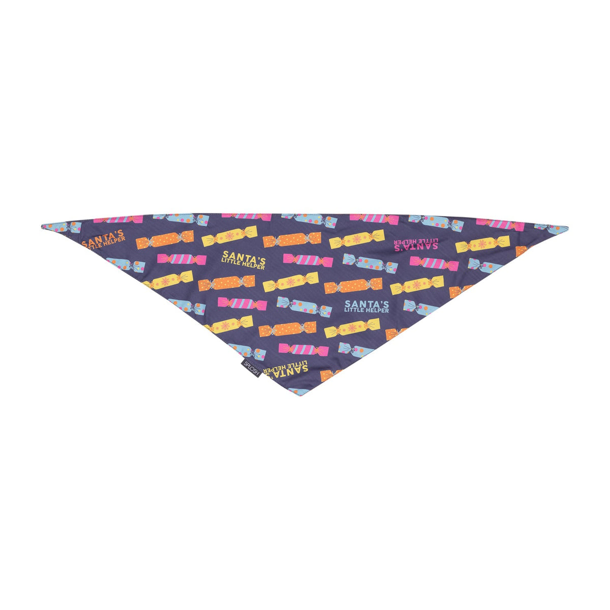 Splosh Christmas Crackers Pet Dog Cotton Bandana Neck Collar 70x25cm Grey/Yellow