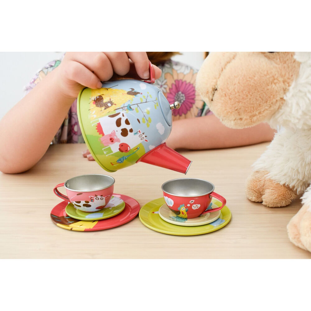 Kaper Kidz Farm Tin Tea Set Kids/Children Fun Pretend Play Toy 3y+ (15 Pieces) — image 3