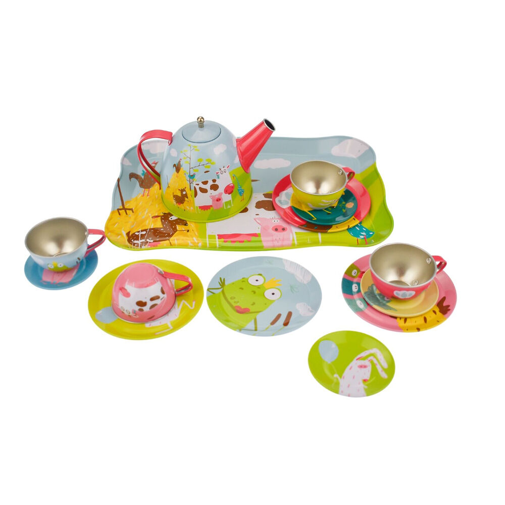 Kaper Kidz Farm Tin Tea Set Kids/Children Fun Pretend Play Toy 3y+ (15 Pieces) — image 2