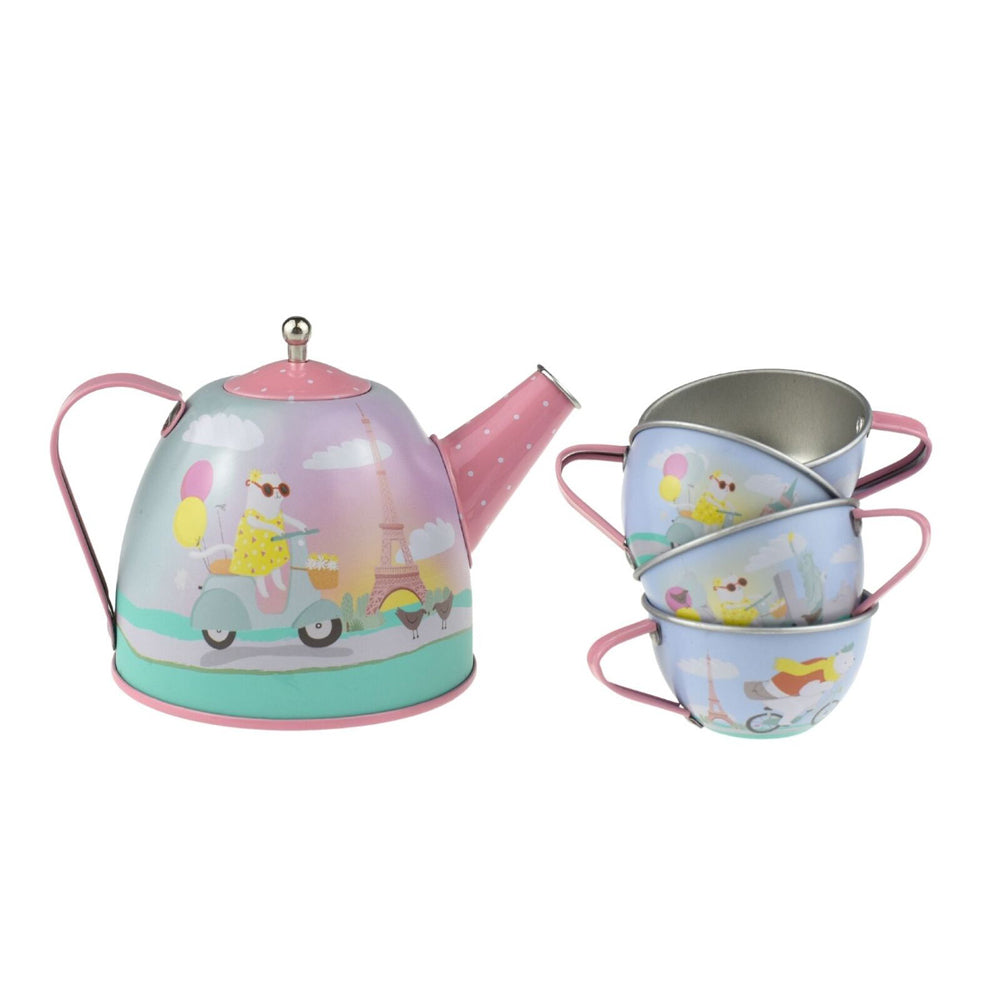Kaper Kidz 15pc Animal Tourists Tin Tea Set Kids Pretend Play Toy — image 6