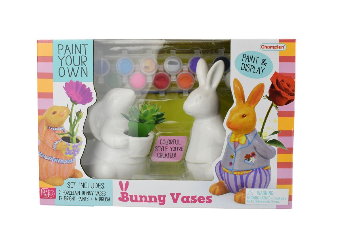 Kaper Kidz Pyo Bunny Vases Craft Kit Ceramic Painting Set Includes Paintbrush 5 Plus Age Range — image 2
