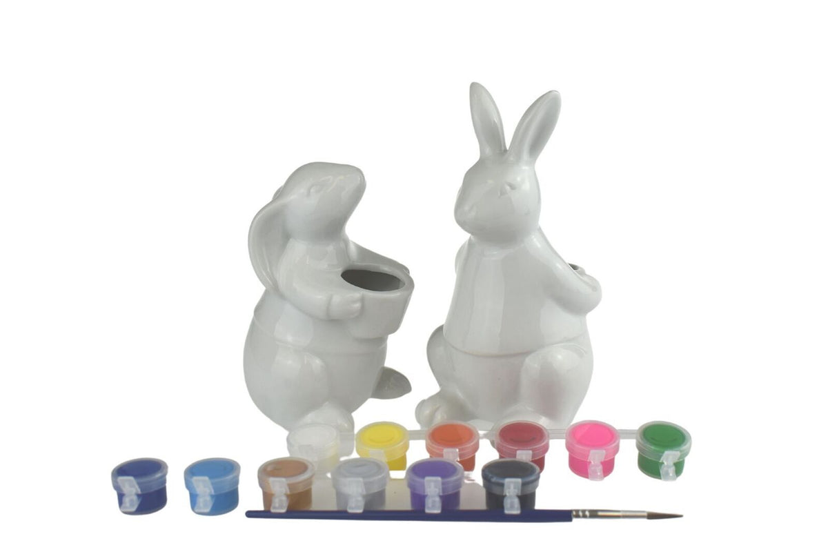 Kaper Kidz Pyo Bunny Vases Craft Kit Ceramic Painting Set Includes Paintbrush 5 Plus Age Range — image 7