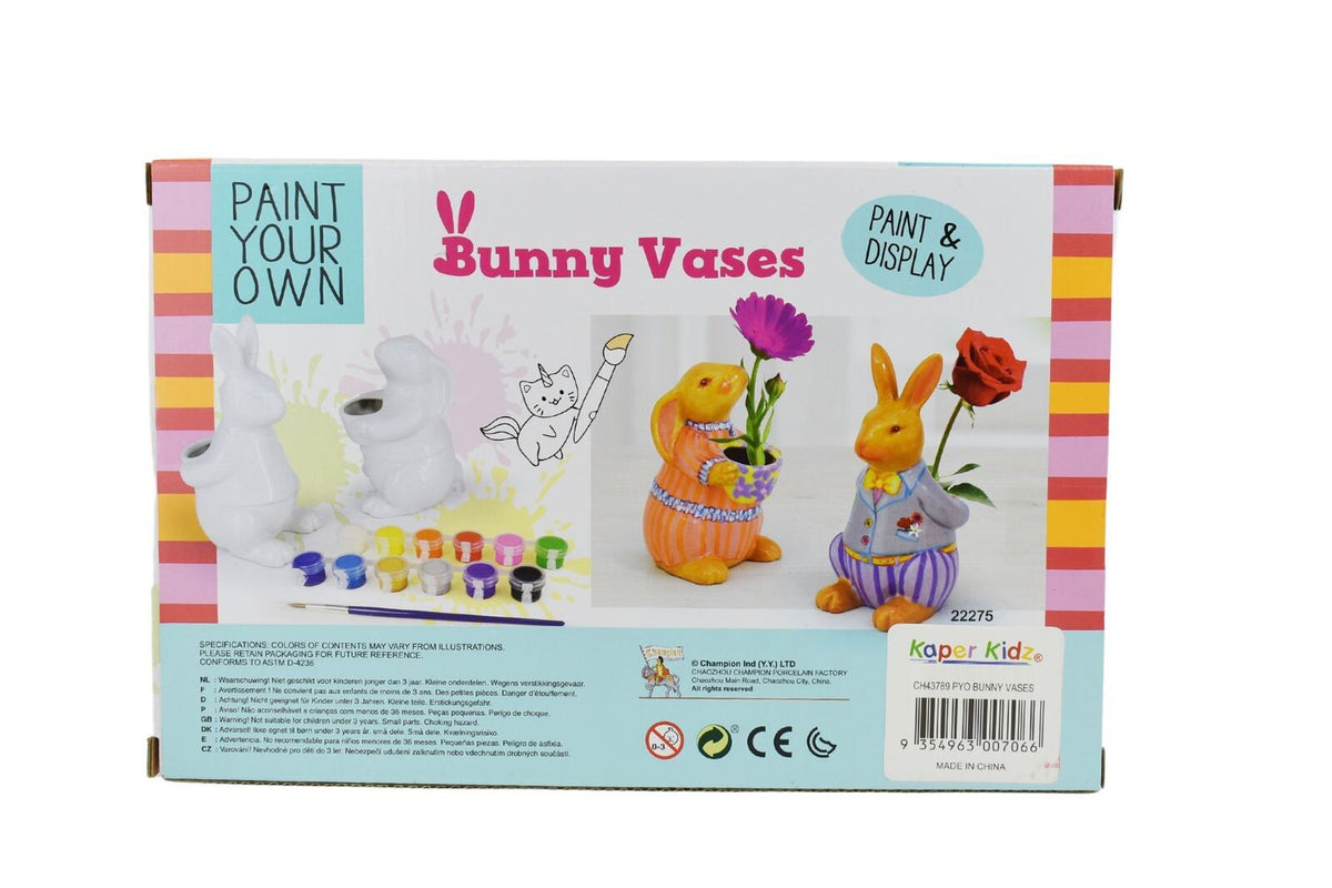 Kaper Kidz Pyo Bunny Vases Craft Kit Ceramic Painting Set Includes Paintbrush 5 Plus Age Range — image 3