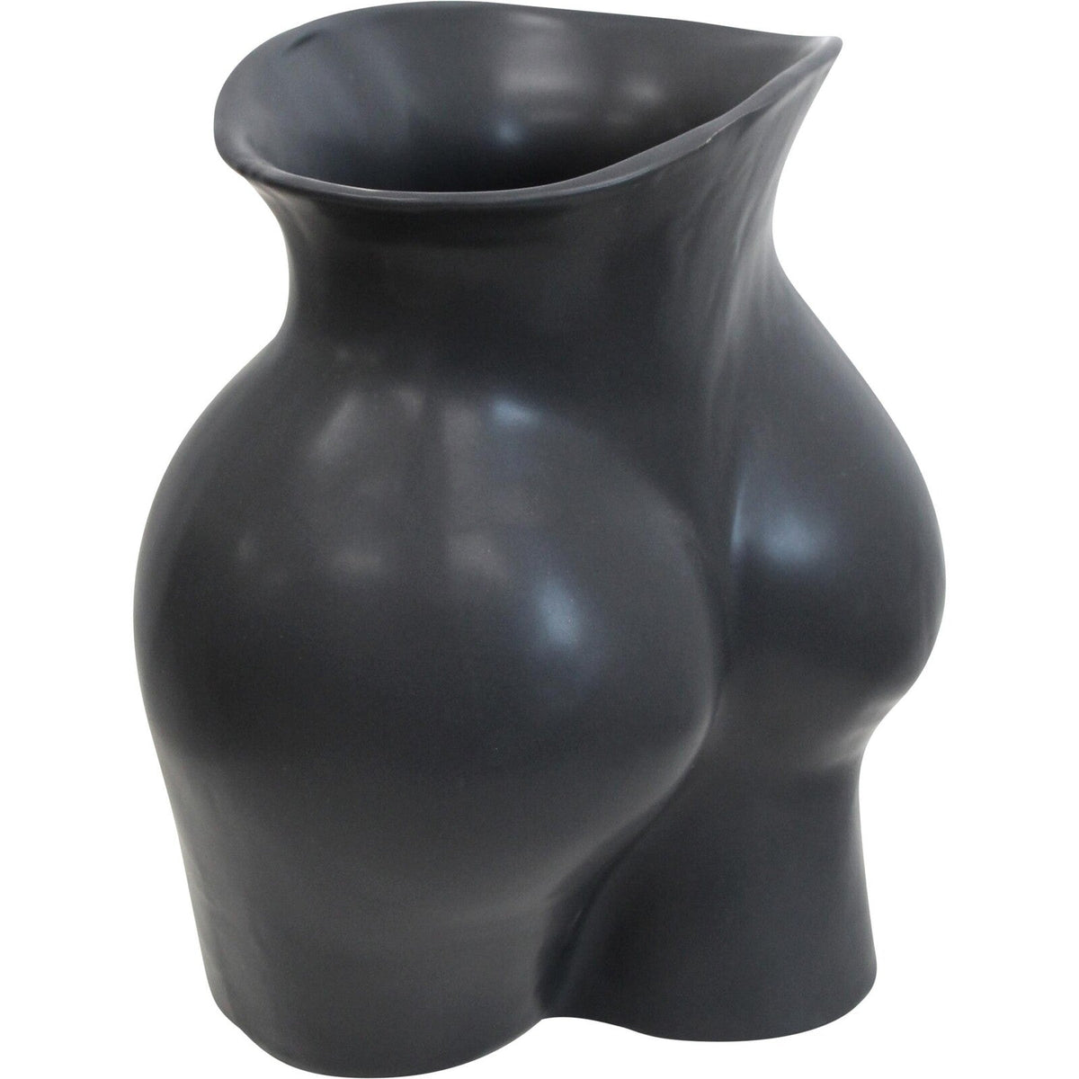 LVD Ceramic Curvaceous Flower Vase Decorative Tabletop Home Decor Matt Black — image 3