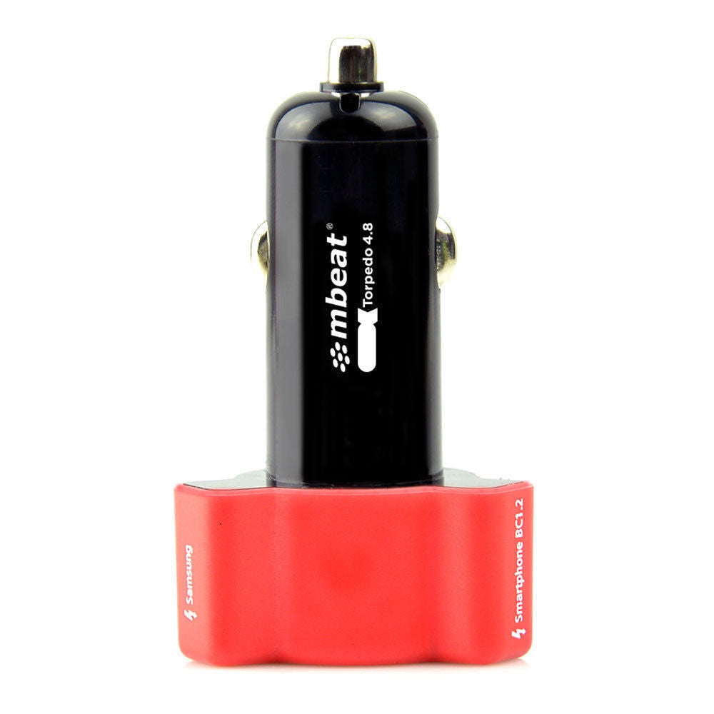 Mbeat Triple Port Rapid Car Charger 3 USB 4.8A/24W for Samsung/iPad/iPhone Red