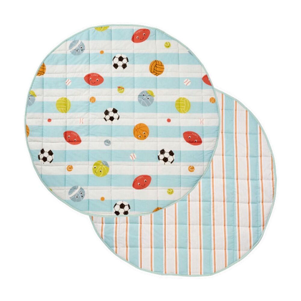 Linen House Kids Have a Ball Play Mat - Quilted Cotton Percale Front - 200 GSM Polyester Fill - Sport Themed Design with Orange and Chartreuse — image 2
