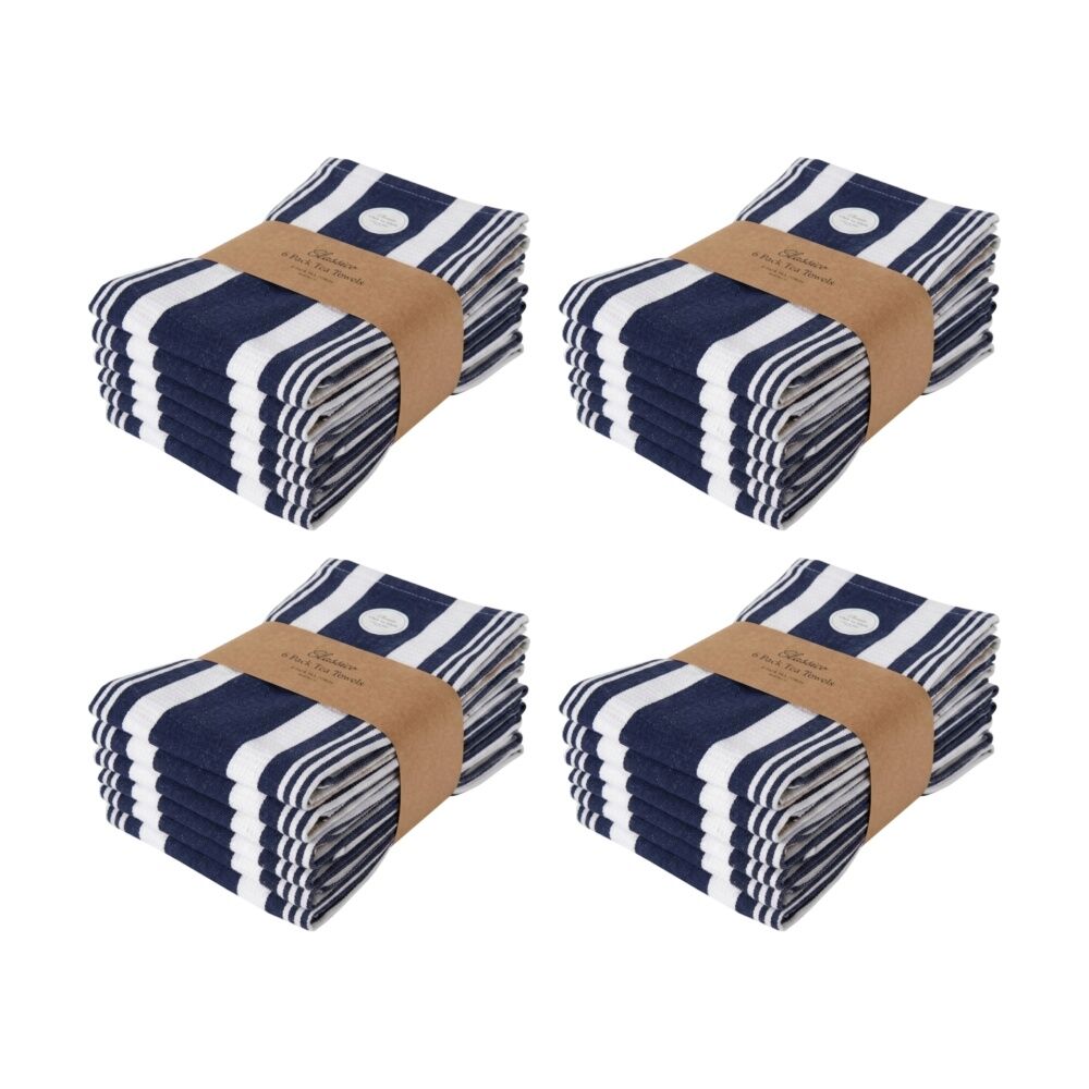 Cdsi 4x6pc CDSI Eleanor Tea Towel Recycled Cotton Kitchen Linen Assorted 50x70cm (4 Pack)