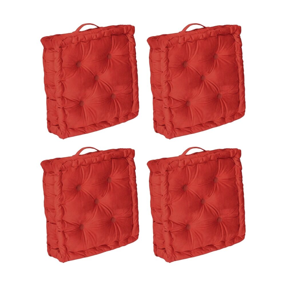Cdsi Essential Box Cushion Solid Recycled Cotton Polyester Red 40x40x8cm (4 Pack)