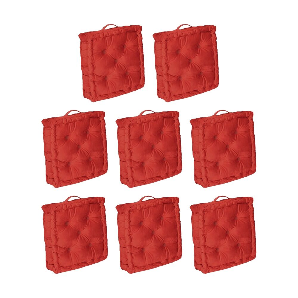 Cdsi Essential Box Cushion Solid Recycled Cotton Polyester Red 40x40x8cm (8 Pack)