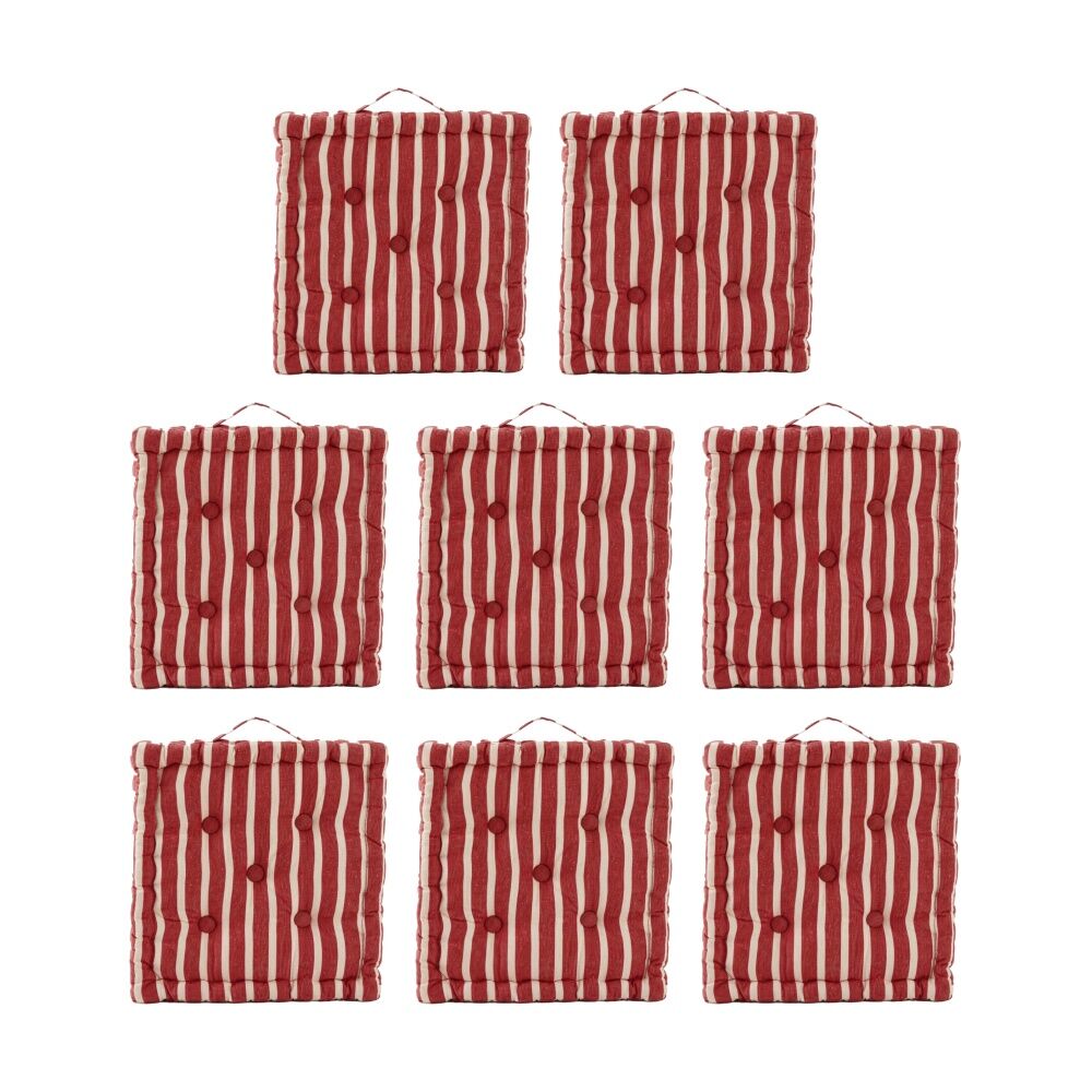 Cdsi Essential Box Cushion Stripe Recycled Cotton Polyester Red 40x40x8cm (8 Pack)