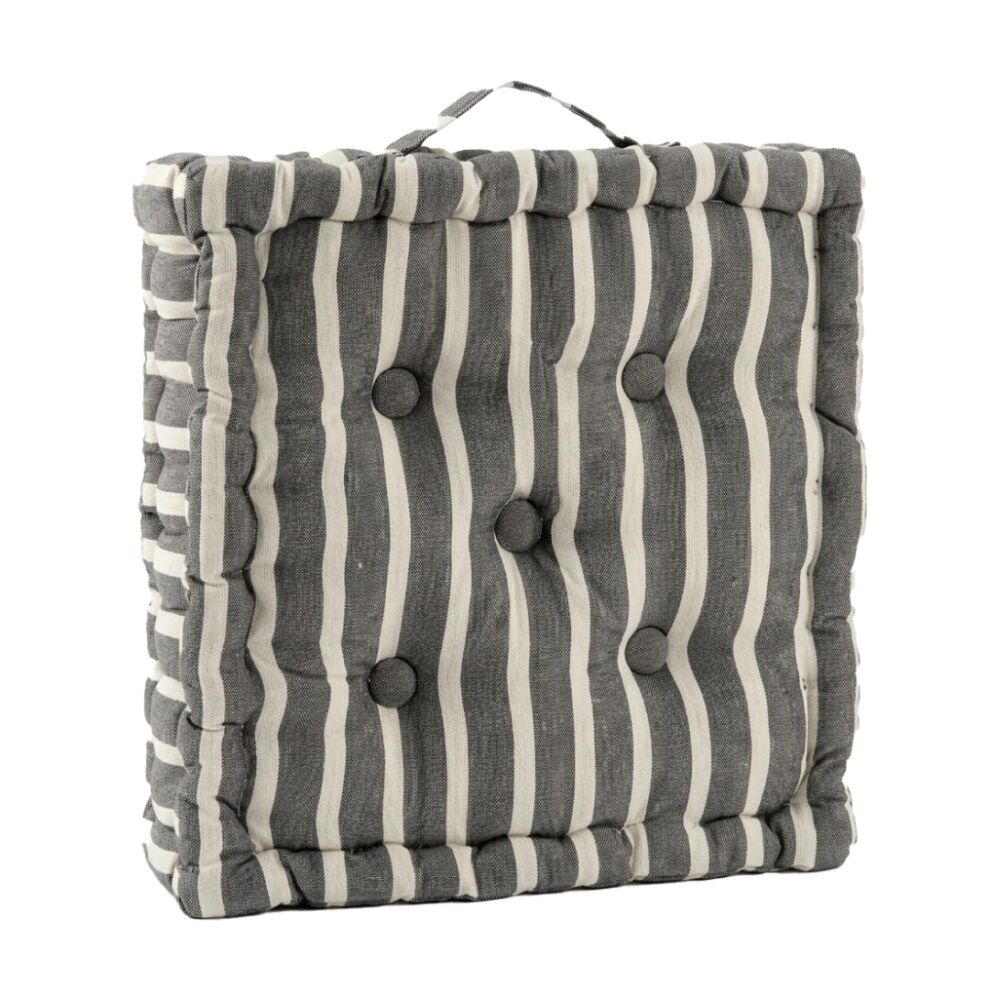 Cdsi Essential Box Cushion Stripe 40x40x8cm Thick Padding With Deep Tufting Top Handle For Easy Carrying Recycled Cotton Shell And — Grey