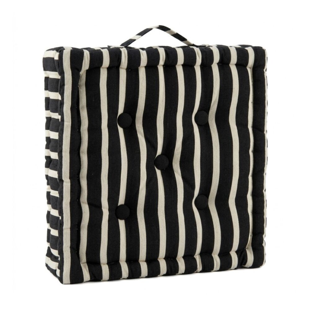 Cdsi Essential Box Cushion Stripe Recycled Cotton Polyester Black 40x40x8cm (4 Pack) — image 2