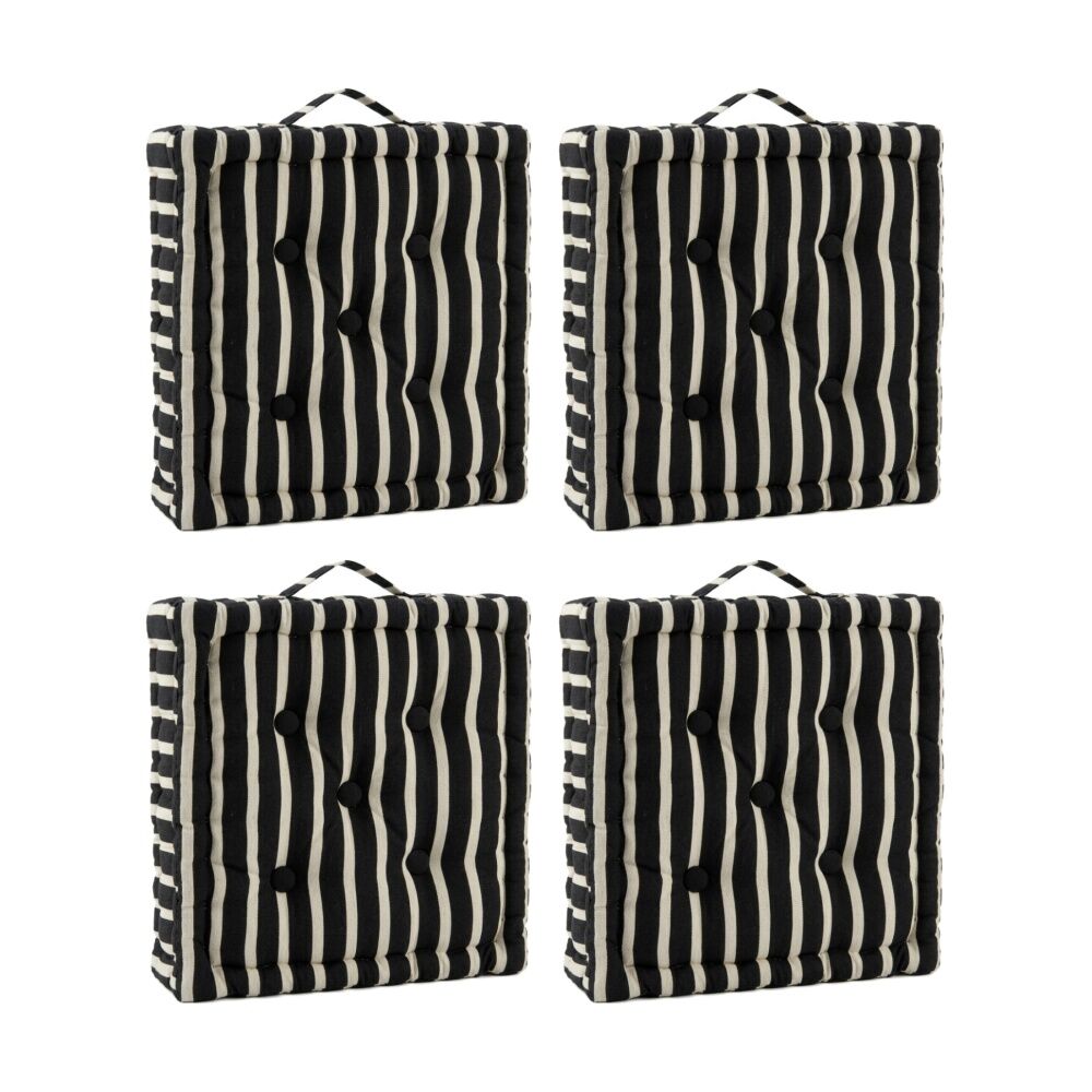 Cdsi Essential Box Cushion Stripe Recycled Cotton Polyester Black 40x40x8cm (4 Pack)