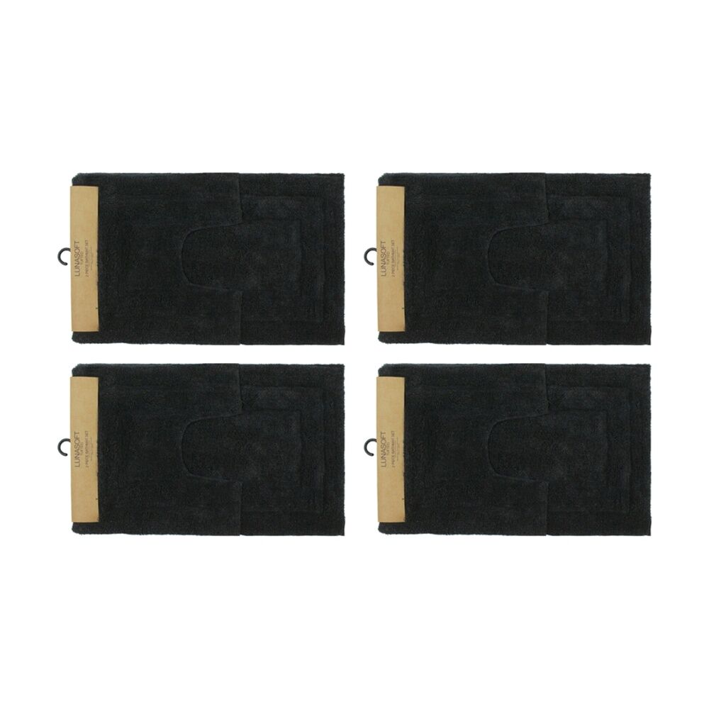 Cdsi 4x2pc CDSI Lunasoft Tufted Bathset Cotton Set Charcoal Grey 50x80cm & 50x50cm (4 Pack)