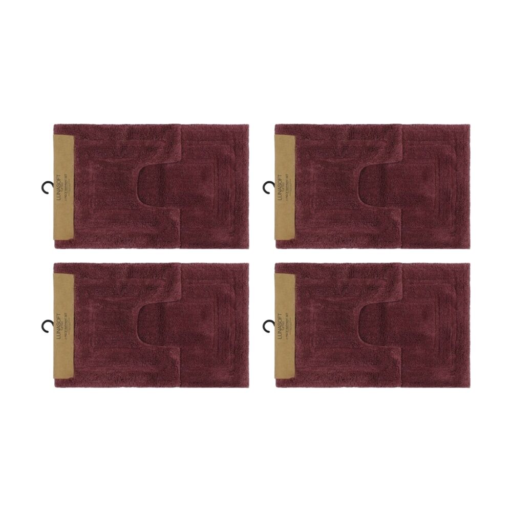 Cdsi 4x2pc CDSI Lunasoft Tufted Bathset Cotton Set Dusky Rose 50x80cm & 50x50cm (4 Pack)