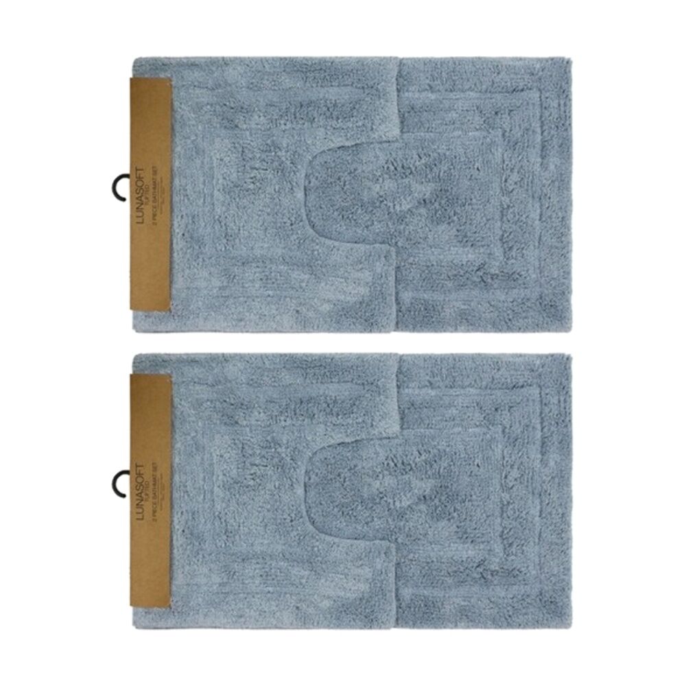 Cdsi 2x2pc CDSI Lunasoft Tufted Bathset Cotton Set Dusty Blue 50x80cm & 50x50cm (2 Pack)