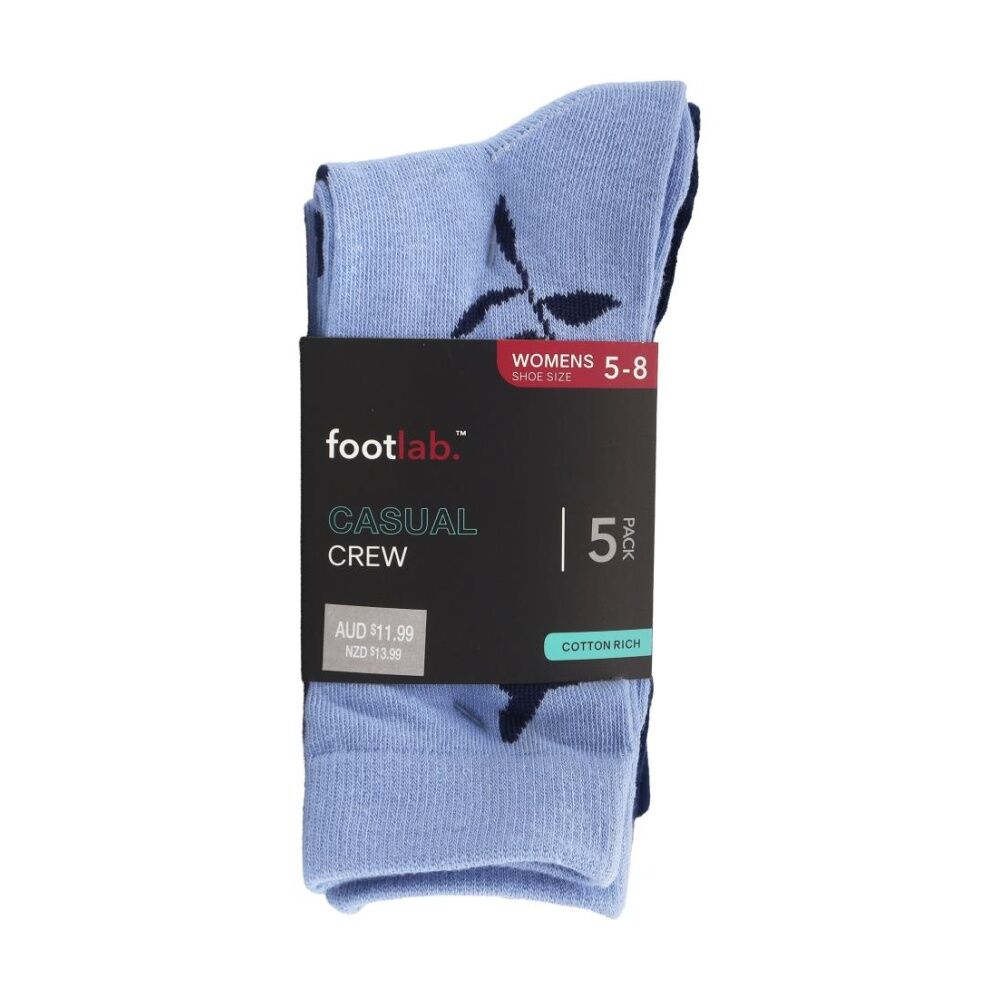 Footlab Women's Casual Crew Socks Cotton Rich Shoe Size 5-8 (5 Pack)