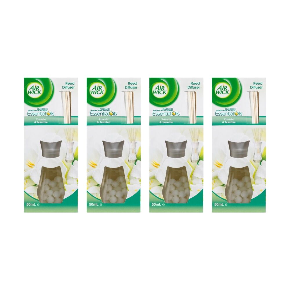 Air Wick Reed Diffuser Essential Oils Freesia And Jasmine 50mL (4 Pack)