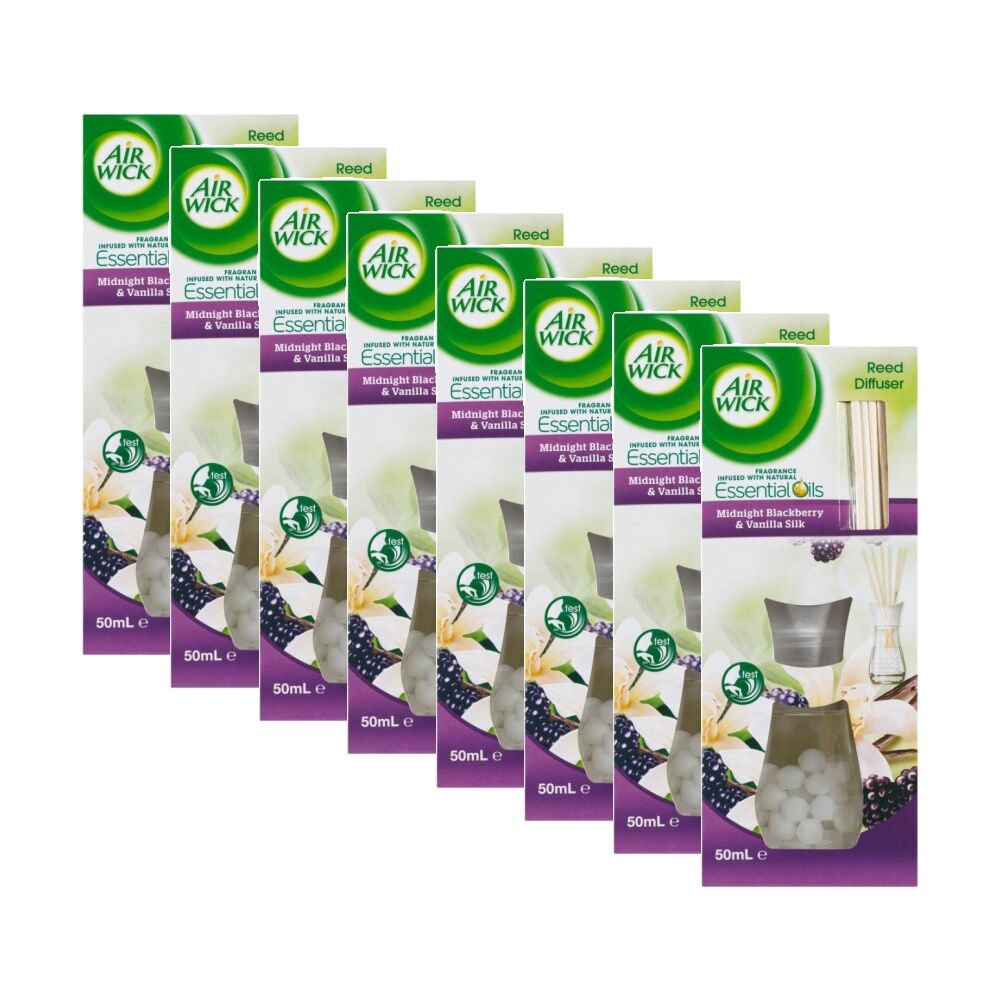 Air Wick Reed Diffuser Midnight Blackberry And Vanilla Silk 50mL (8 Pack)
