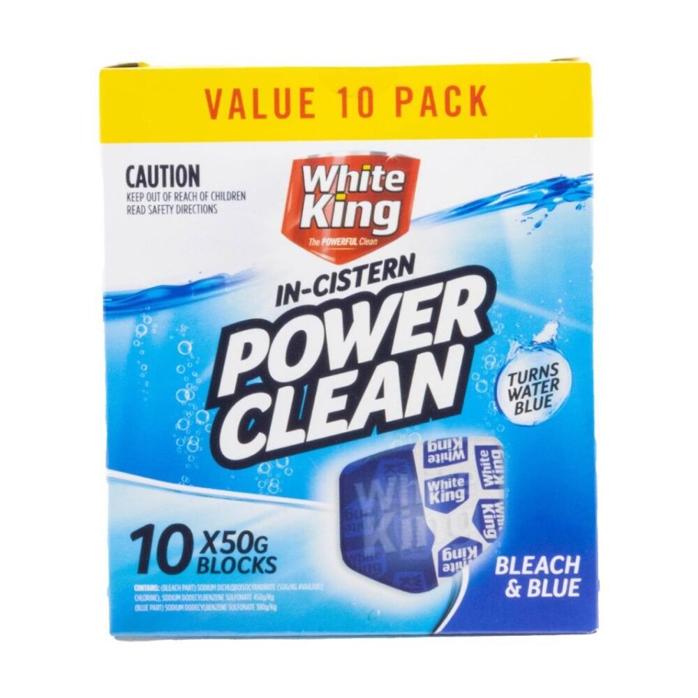 White King 10pc White King In-Cistern Power Clean Toilet Blocks Value Pack 50g (8 Pack) — image 2
