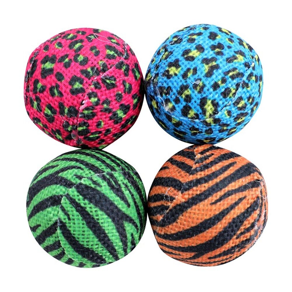 Paws and Claws Cara Cat Burlap Balls 4cm Noisy Rattle Play Toy Set Multicoloured (4 Pieces) — image 2