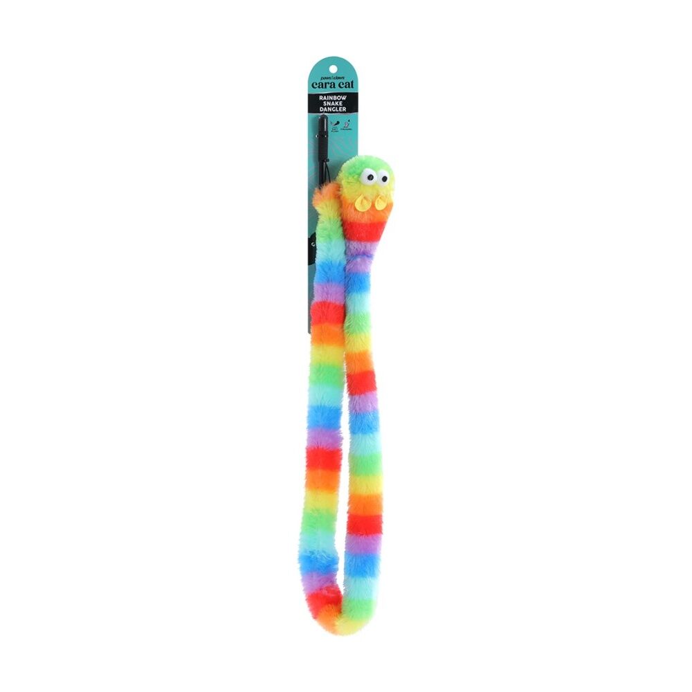 Paws and Claws 1.5m Cara Cat Rainbow Dangler Wand Plush Crinkle Toy