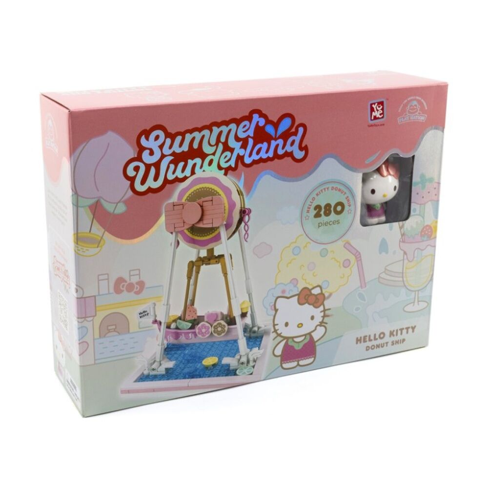 Maxx Marketing YuMe Blocks Summer Wunderland Hello Kitty Donut Ship Building Set - 300-450 Pieces - Fun Build - Sturdy Materials - Collectible Sanrio