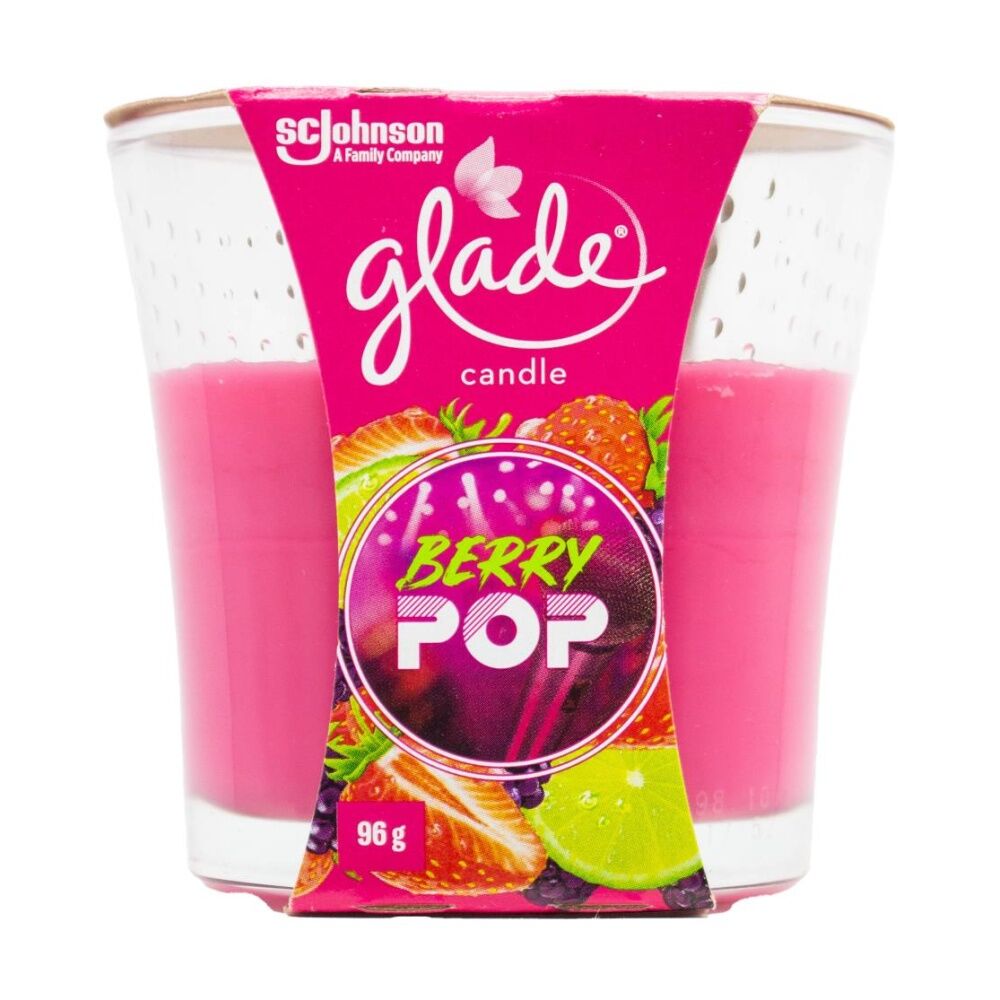 Glade Berry Pop Home Decor Candle Sweet Fruity Fragrance Scented 96g Glade