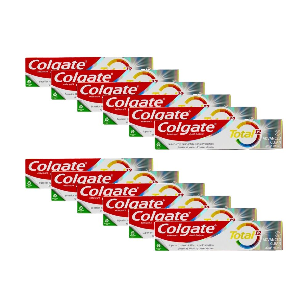 Colgate Total 12 Antibacterial Advanced Clean Oral Fluoride Toothpaste 200g (12 Pack)