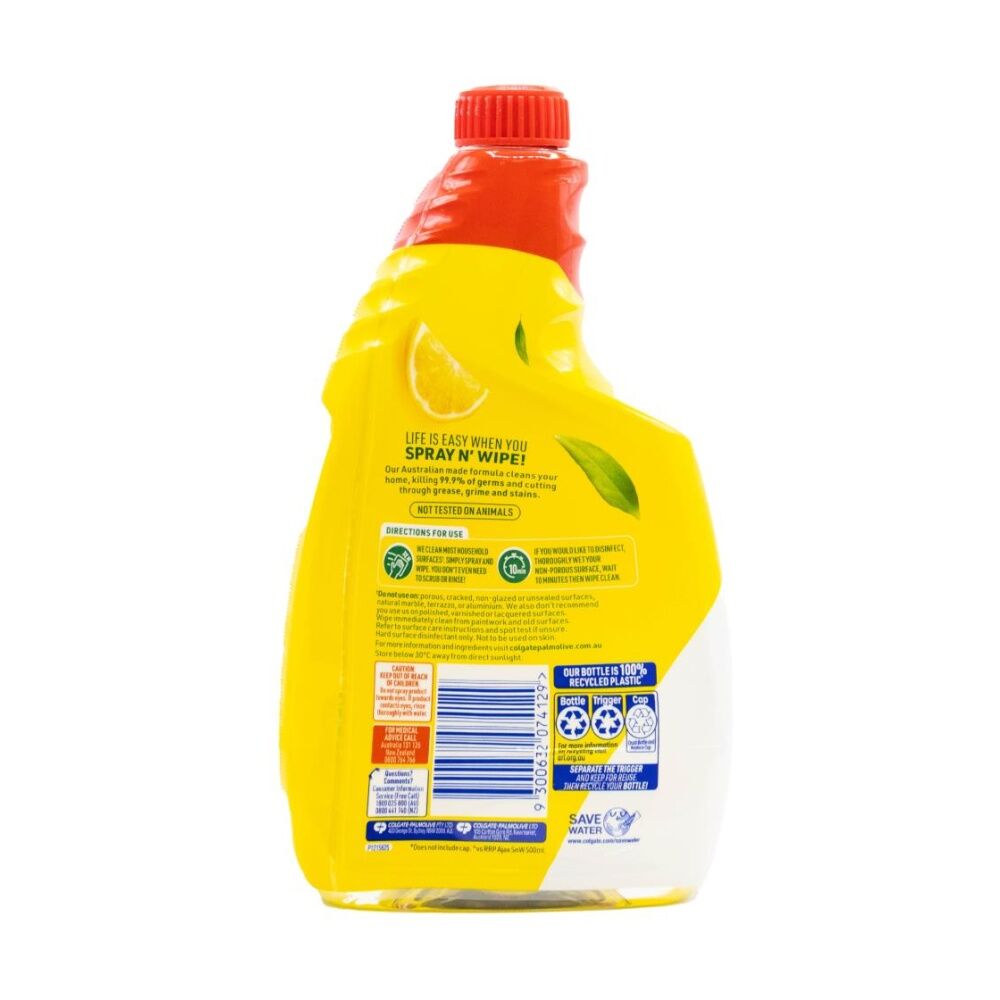 Ajax Spray & Wipe Multi-Purpose Cleaning Refill Bottle 750mL Lemon Citrus (16 Pack) — image 3