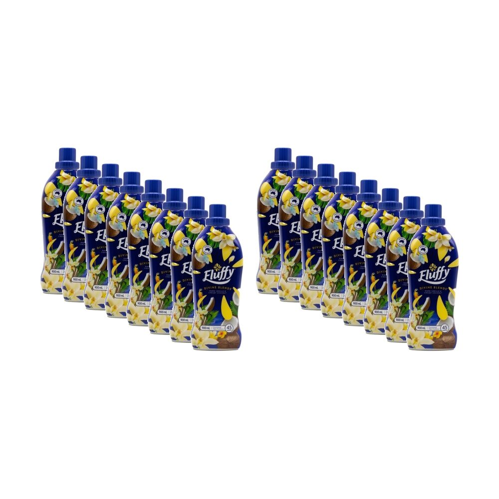 Fluffy Concentrated Laundry Fabric Conditioner 900mL Vanilla & Coconut (16 Pack)